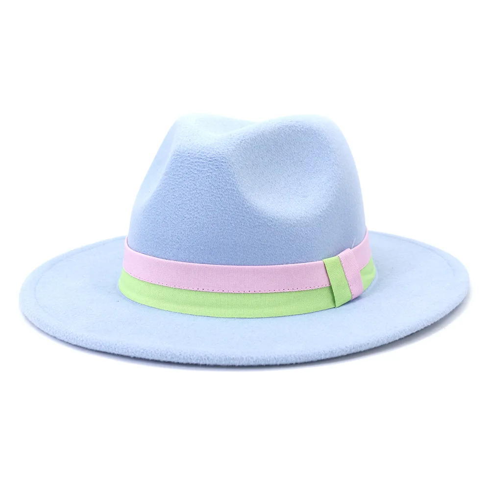 Шляпа-федора для женщин и мужчин фетровая шляпа от солнца с ремнем широкими