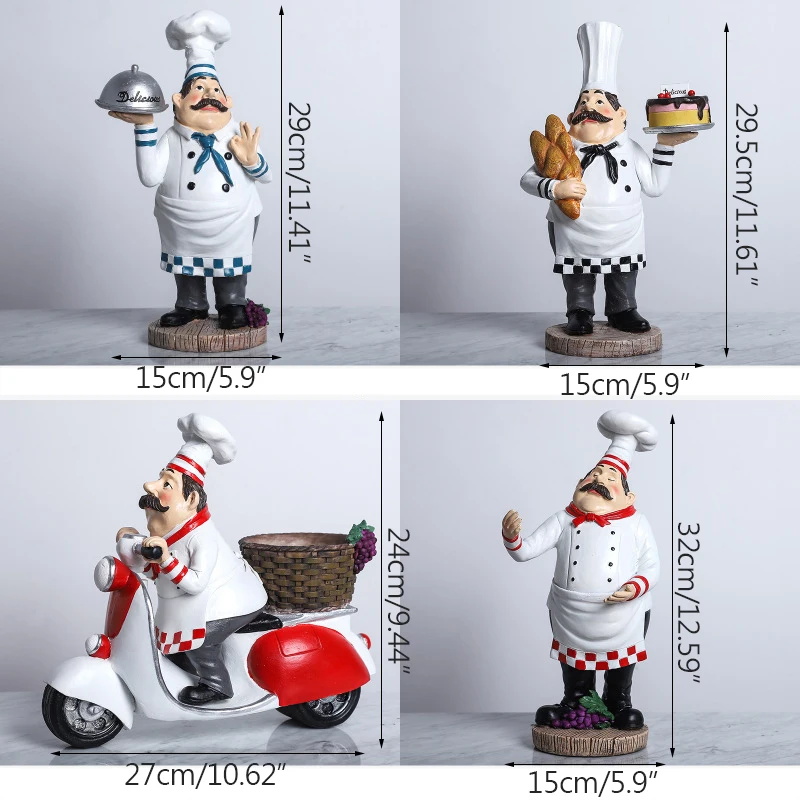 

Strongwell Vintage Chef Wine Rack Sculpture Resin Figurines Restaurant Miniature Model Kitchen Home Decoration Living Room Decor
