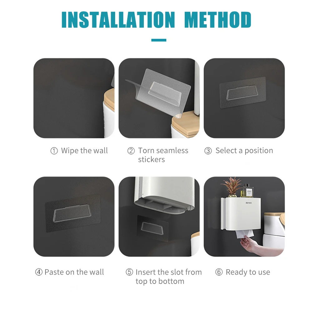 

Bathroom Toilet Tissue Dispenser Wall-Mounted Paper Towel Holder No-drilling Kitchen Tissue Box Bathroom Paper Towel Dispenser