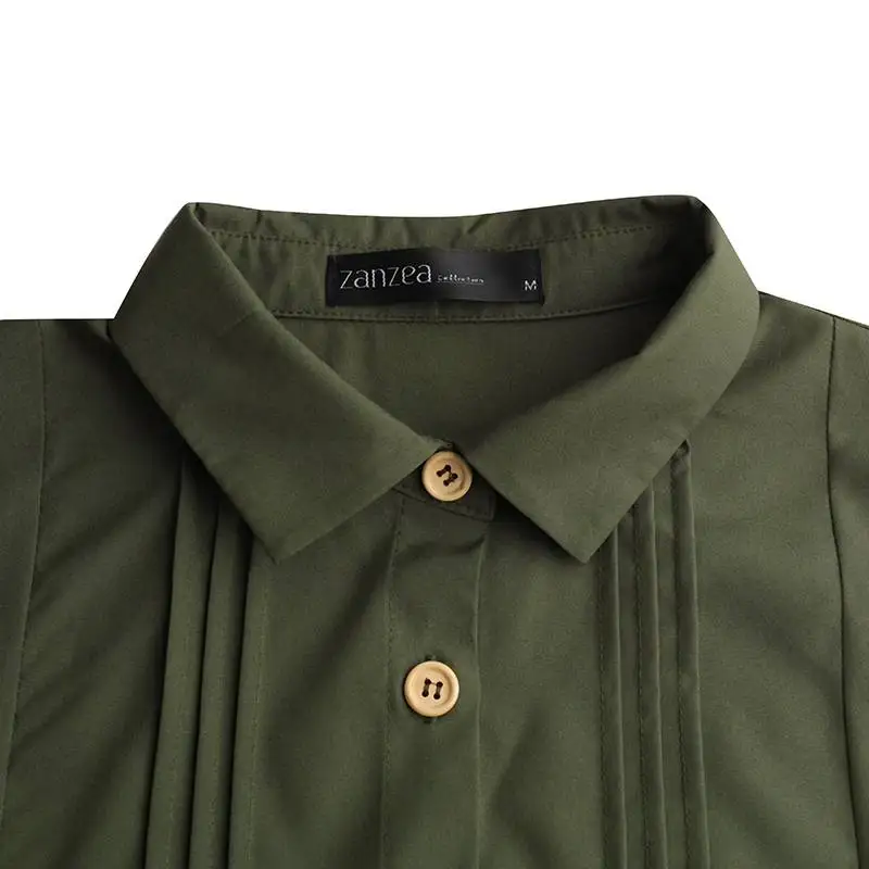 ZANZEA Autumn Blouse Vintage Lapel Neck Long Sleeve Solid Muslim Tops Casual Shirt Dubai Turkey Abaya Hijab Blusas Islamic | Тематическая