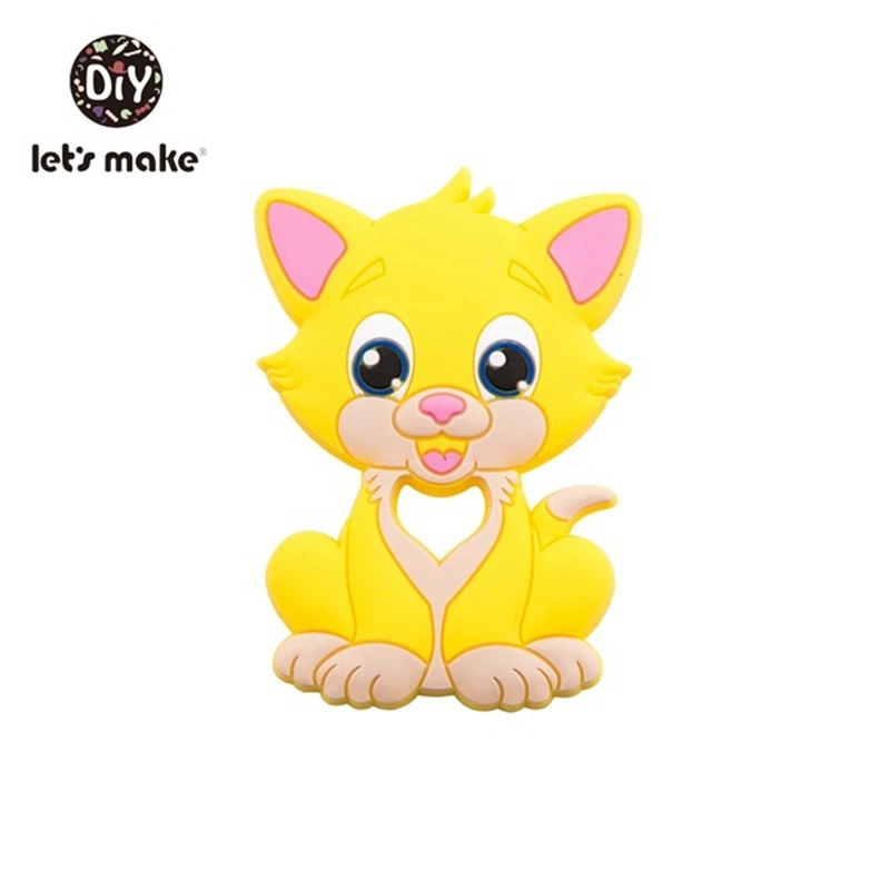 yellow cat Давайте сделаем детский Прорезыватель для грызунов, 1 шт., 4-6 месяцев, кролик, животное, кролик, BPA бесплатно, сделай сам, пустышка, цепь, силиконовый прорезыватель, прорезыватель, игрушки для прорезывания зубов - Цвет: yellow cat