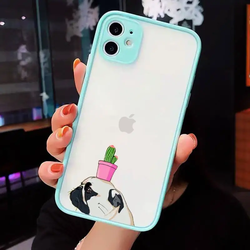 

CARTOON Pug Dog French Bulldog Phone Cases Matte Transparent For iPhone 12 Mini 11 Pro XR XS Max 7 8 Plus