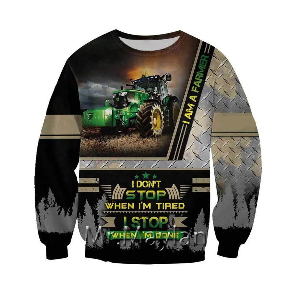 Красивые толстовки с 3D принтом трактора для мужчин и женщин хипстерская уличная