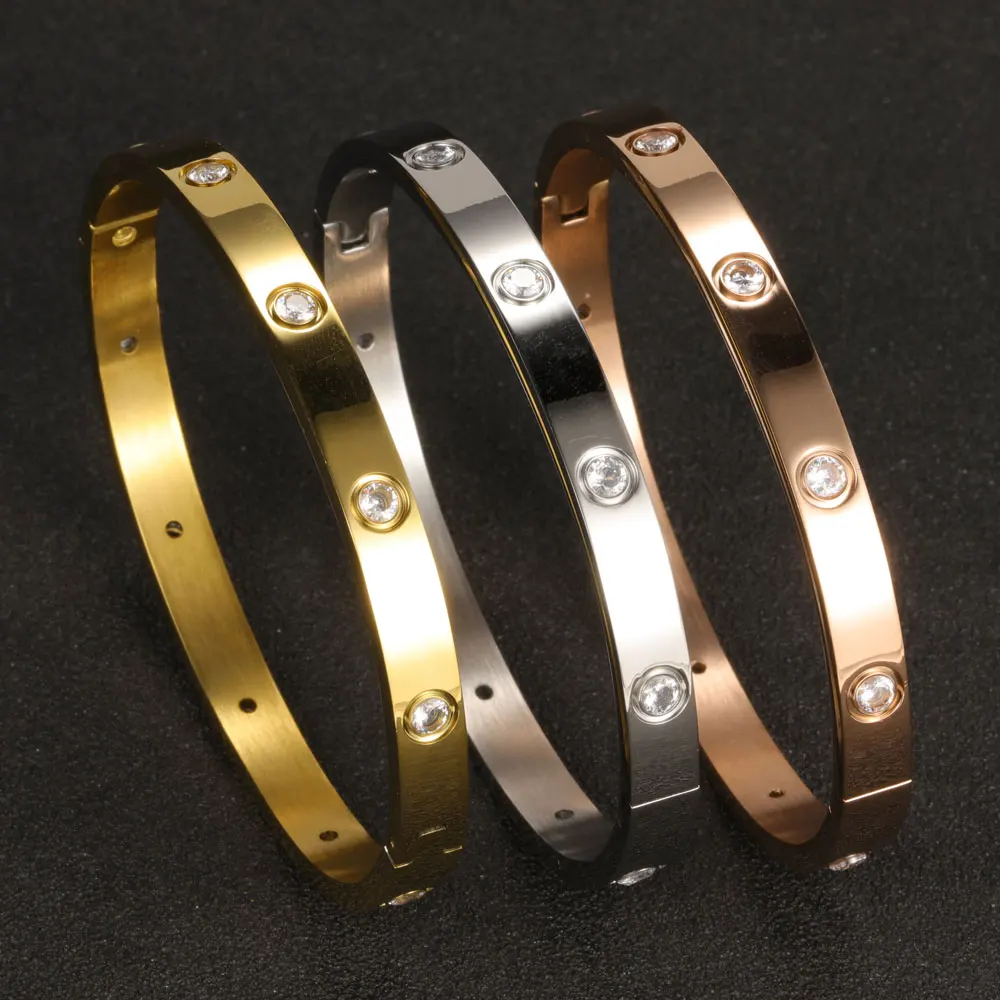XUANHUA Stainless Steel Cuff Bracelets Bangles For Women Fashion Jewelry Charm Jewelry Accessories Crystal Bracelet loves images - 6