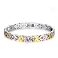 2020 charm germanium health bracelet stainless steel therapy energy bracelet with 4 health care stones and delicate crystals