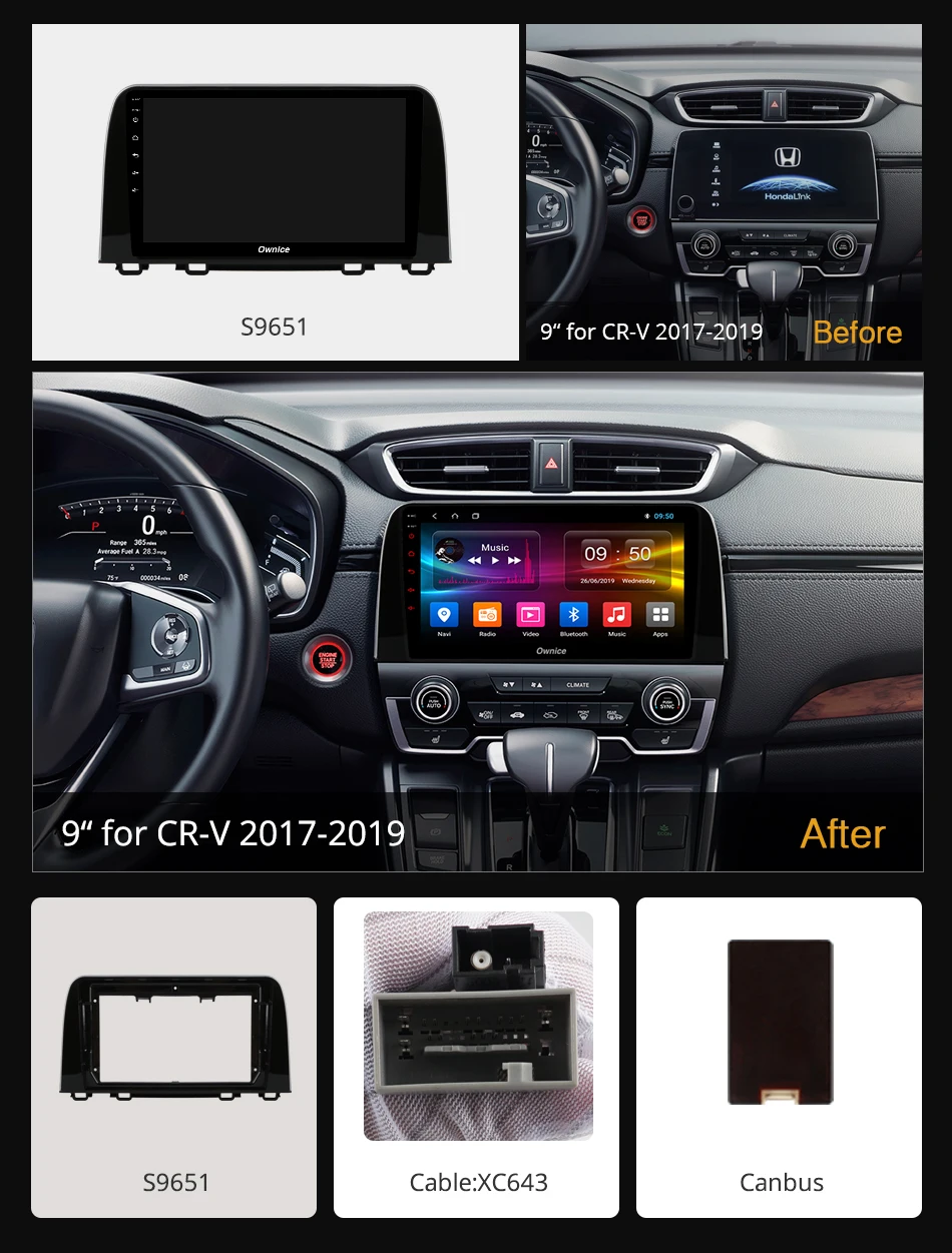 Ownice K1 K2 K3 K5 K6 Android 9 0 автомобильное радио стерео для HONDA CR-V 2017 2018 2019 автомобильный DVD