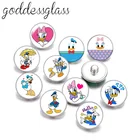 Disney милый Дональд Дейзи Дак из мультфильма 10 шт. Круглый Фото 18 мм кнопки для 18 мм Оснастки ожерелье, сделай сам, ювелирное изделие