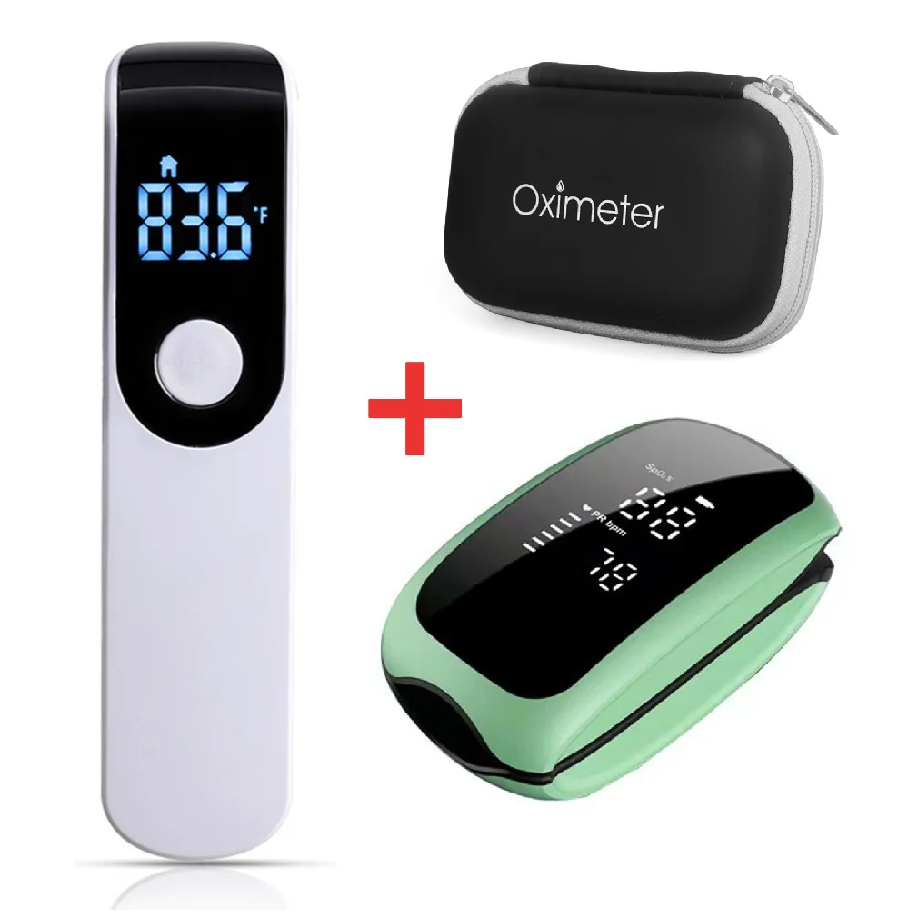 

New Rechargeable Finger Oximeter Pulse Oximeter SPO2 Finger Clip Heart Rate Monitor Blood Oxygen Termometer Non-Contact Laser