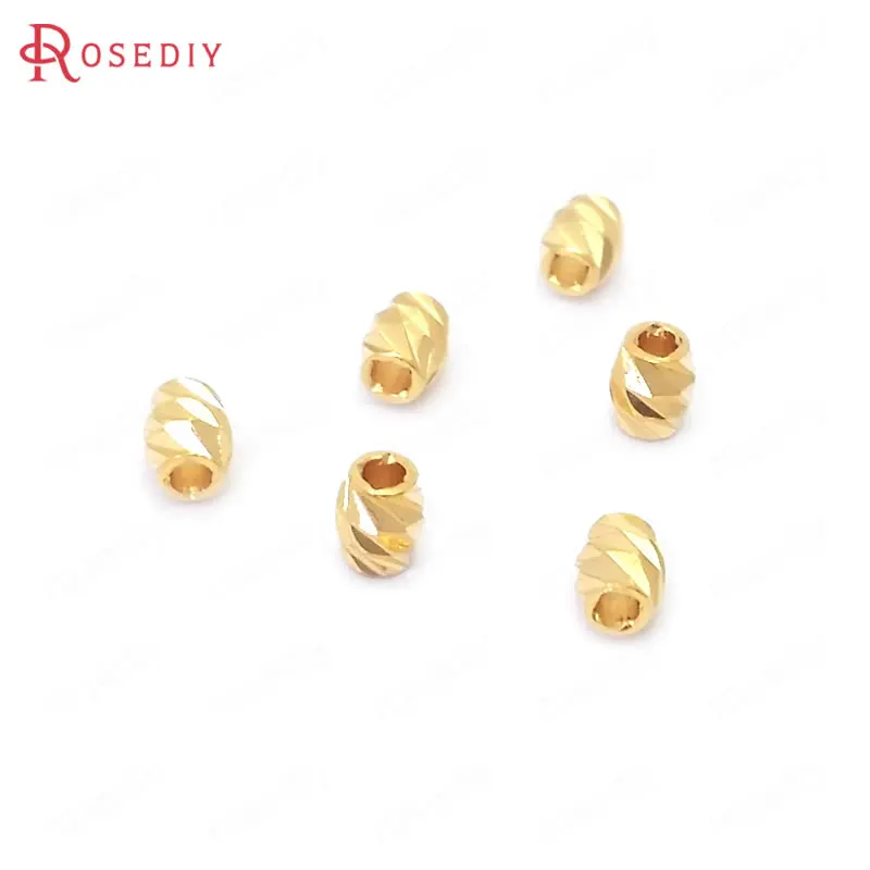 (39047)50PCS 3x3.5MM 24K Gold Color Brass Oval Shape Bracelets Spacer Beads Jewelry Making Supplies Diy Findings Accessories | Украшения и
