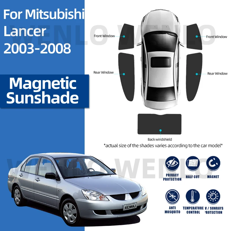 For Mitsubishi Lancer 2005-2012 Windshield Visor Car Sunshade Magnetic Mesh With Clip Sunshield Nylon Curtain Window Shield Net