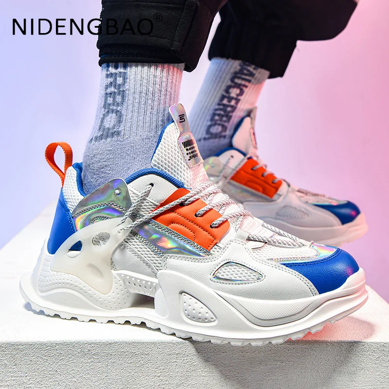 2021 Men Platform Sneakers New Design Fashion Breathable Lightweight Outdoor Running Walking Sports Vulcanized Chunky Shoes