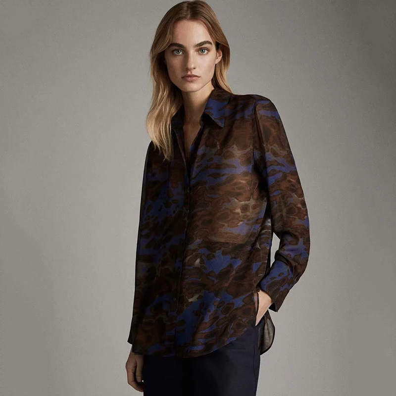 MD Сексуальная Блузка с глубоким v-образным вырезом Женская мода цветочный принт