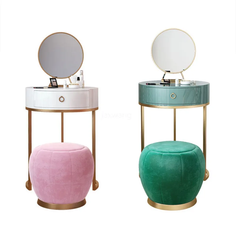Круглый туалетный столик в скандинавском стиле ящик табурет косметический