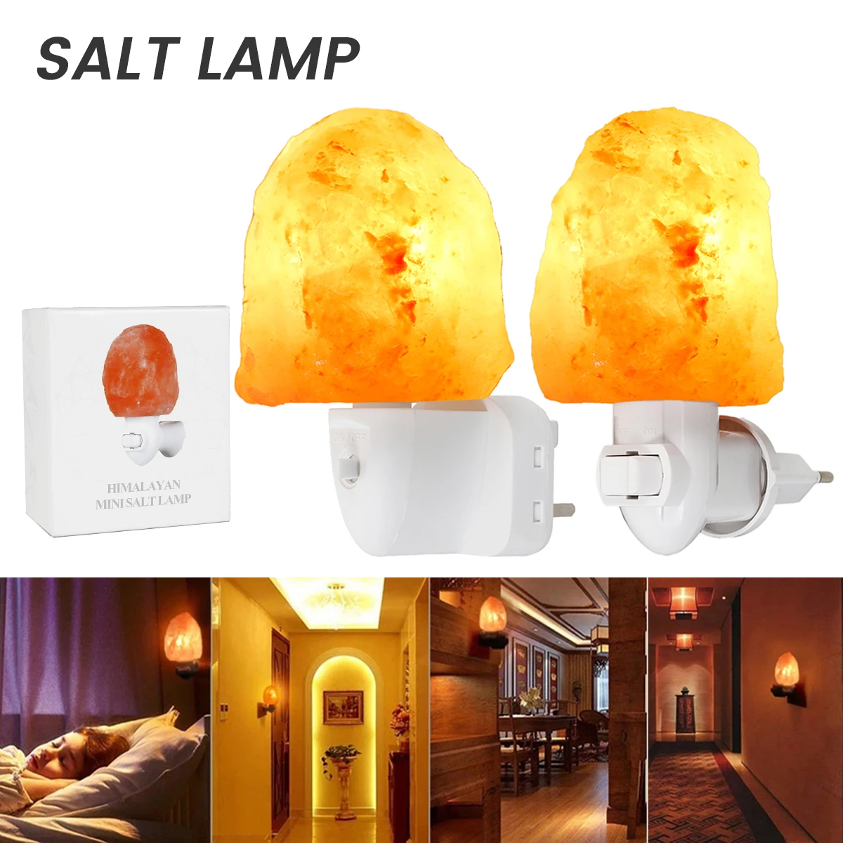 

Himalayan Salt Lamp Natural Crystal Hand Carved Crystal Salt Bedrooms Home Living Room Night Light Air Purifying with Plug