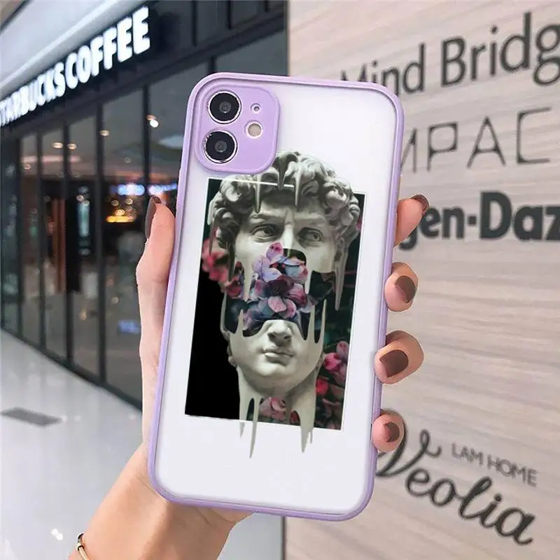 

Statue Abstract Art Cartoon Phone Cases matte transparent For iphone 7 8 11 12 plus mini x xs xr pro max luxury brand cover