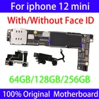 Оригинальная разблокированная материнская плата для iPhone 12 Mini, основная плата сбез Face ID, с полными чипами, поддержка обновления для 12 mini
