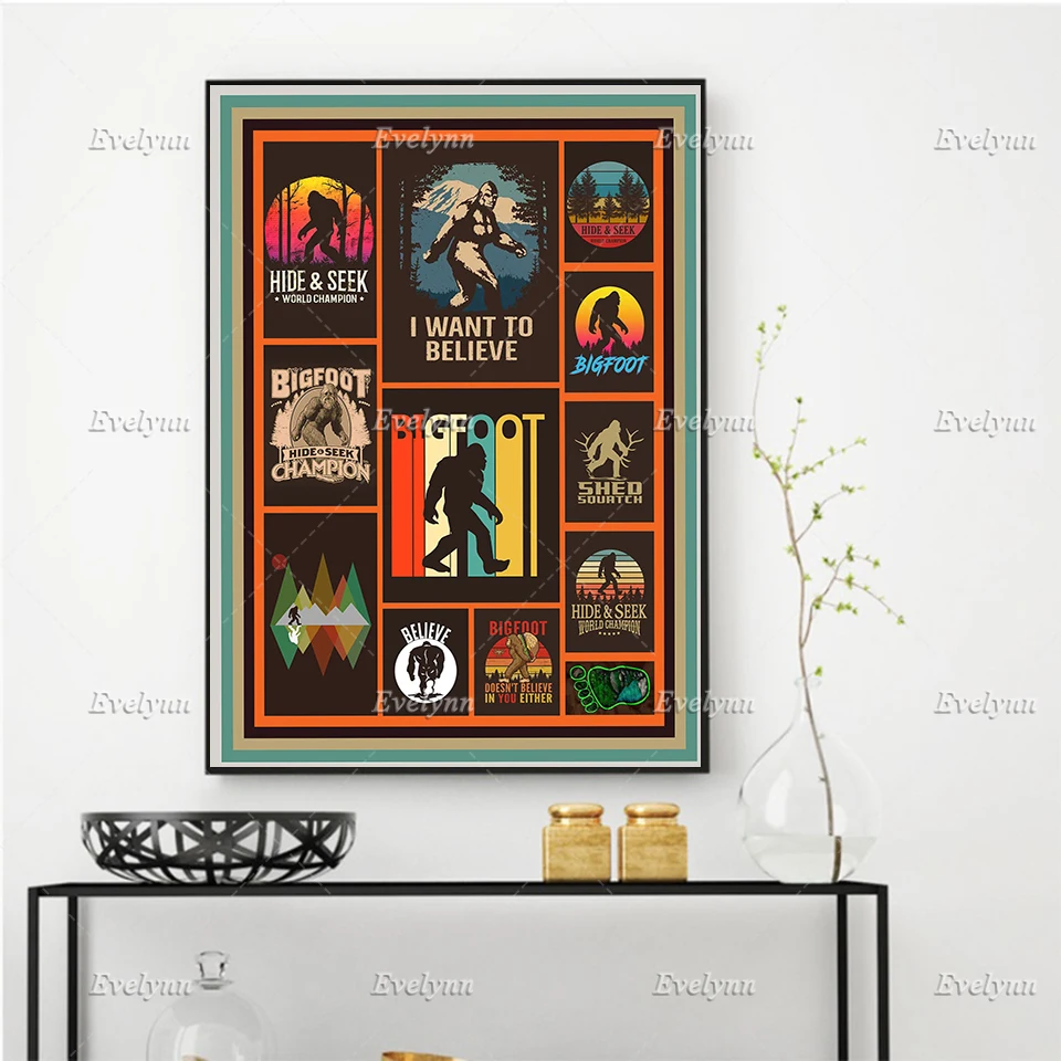 

Gibbon- Bigfoot Hide&Seek Champion Poster Living Room Decoration Home Decor Prints Wall Art Canvas Unique Gift Floating Frame