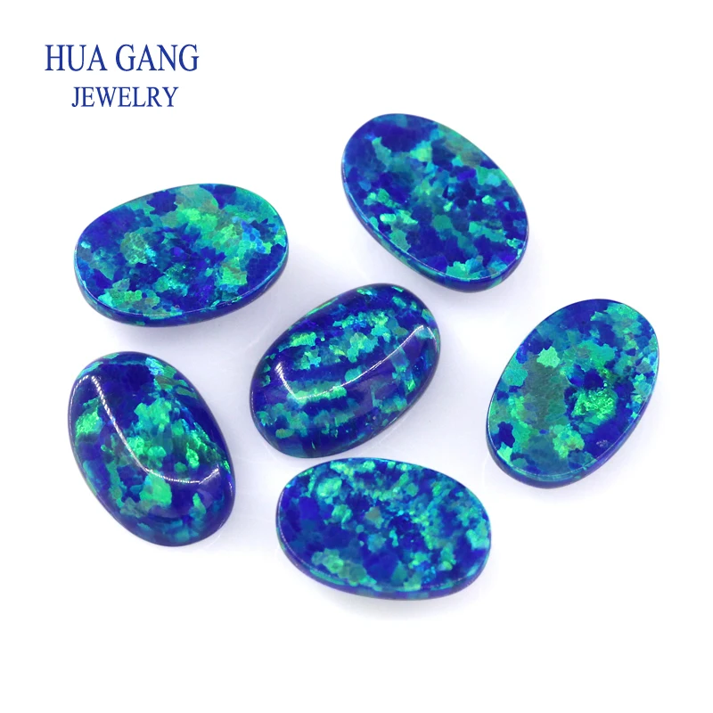 

#L-1 Synthetic Opal Loose Stones Oval Flat Back Cabochon Created Opal Beads Semi-Precious Stones For Jewelry 3x5mm-10x14mmmm