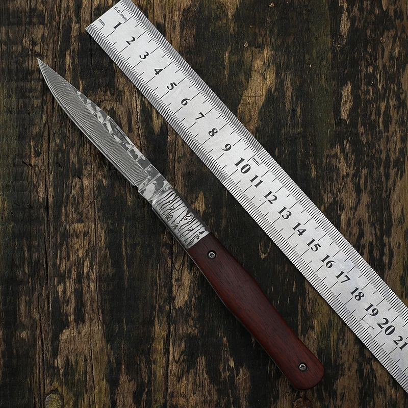 

Folding knife Damascus steel blade sandalwood handle pocket knife outdoor camping hunting EDC tool fruit knife gift knives