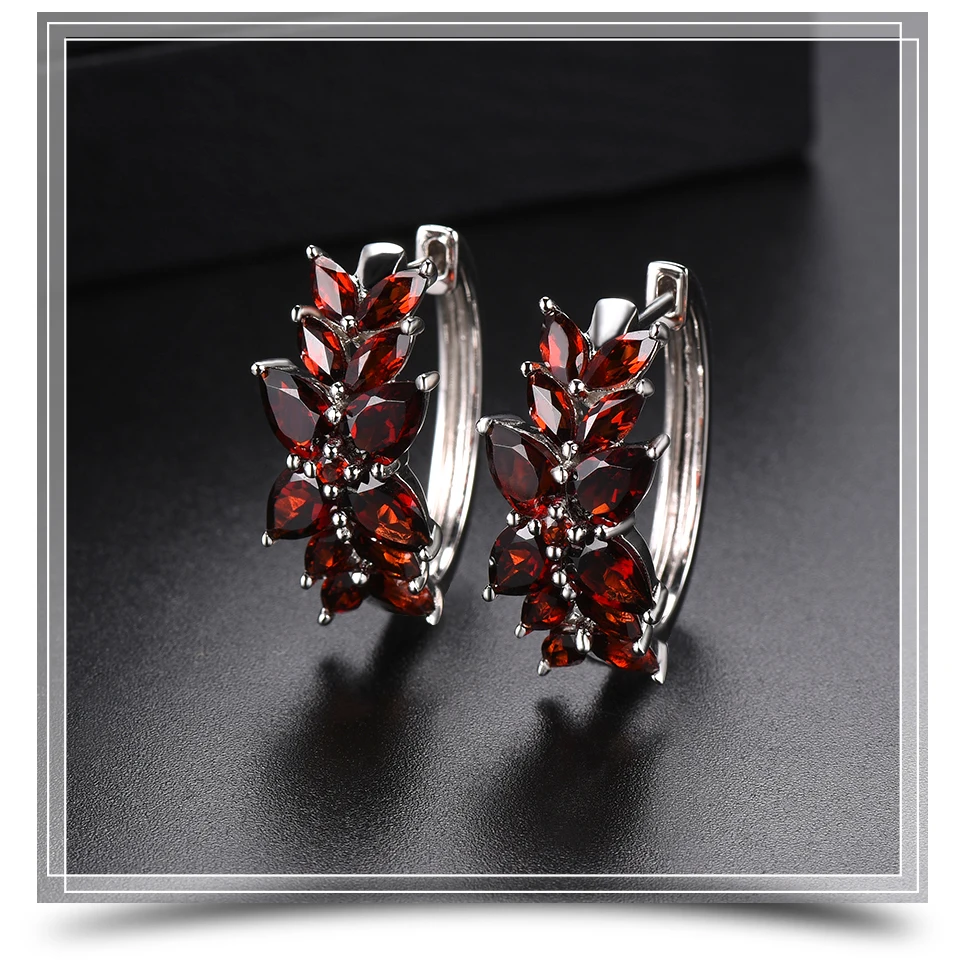Hutang 7.19ct настоящий гранат женские серьги клипсы, 925 пробы серебро натуральный красный драгоценный камень изящные элегантные ювелирные изделия Новое поступление подарок