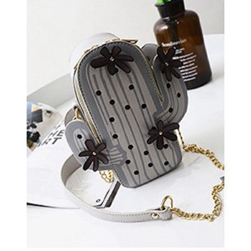 Креативные сумки через плечо с изображением зеленых кактусов и растений модные