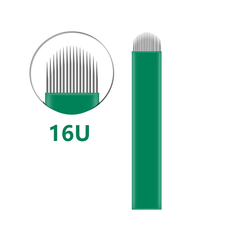 

500PCS 16 Pins Blades Laminas Agulhas Tebori Microblading 16 U Shape Permanent Makeup Tattoo Needles for Eyebrow Manual Pen