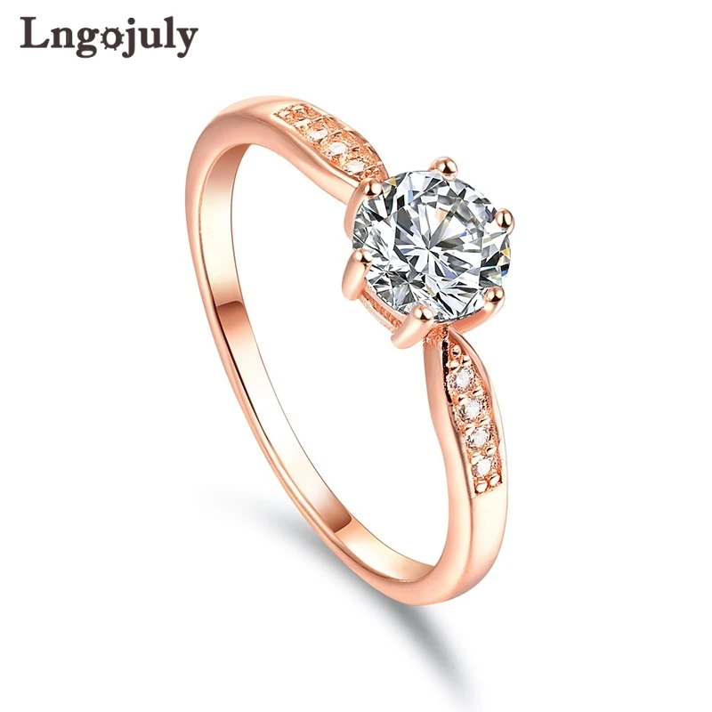 

Ювелирные украшения 925 стерлингового серебра для женщин кольцо из розового золота Цвет роскошные циркония Стразы, свадебные кольца для веч...