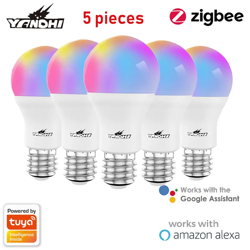 

Tuya Zigbee 3,0 умный светильник лампа 10 Вт Цвет RGB + W + C Светодиодная лампа E27 приложение Дистанционное Управление совместимый с Alexa Google Home