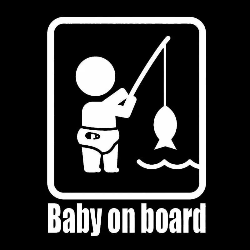 DAWASARU Car Stickers 3D Baby ON BOARD Fishing WARNING SAFETY SIGN and Decals Styling Funny Sticker on Cars 11*15cm | Автомобили и