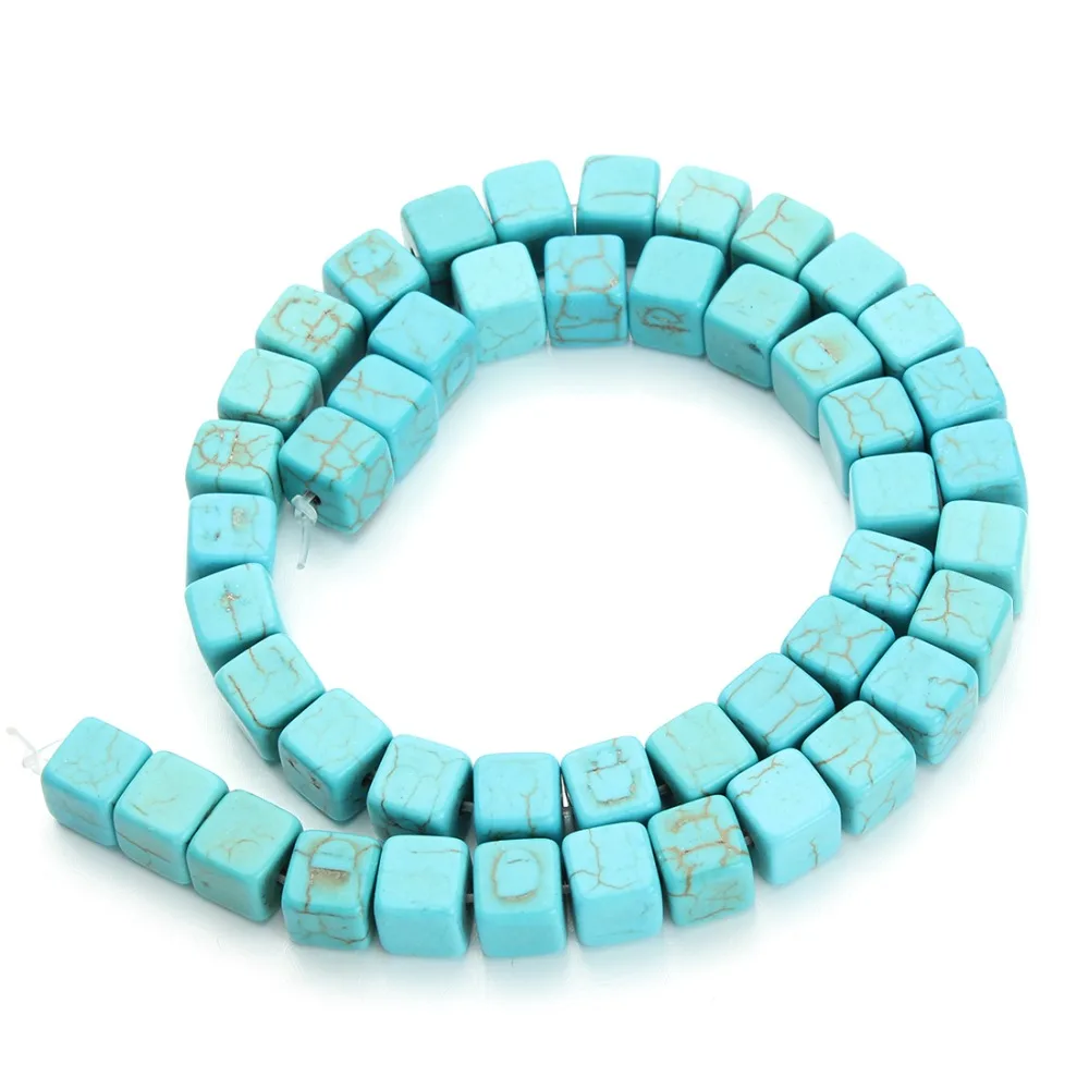 

1 Strand DIY Blue Howlite Natural Stone Beads Square Spacer Loose Beads for Necklace Bracelet Jewelry Making Wholesale Lots