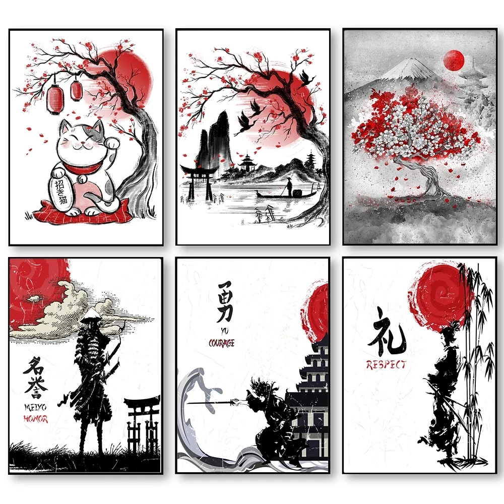 

Abstract Anime Samurai Poster Prints Japanese Culture Canvas Painting Wall Art Picture Modular Modern For Living Room Home Decor