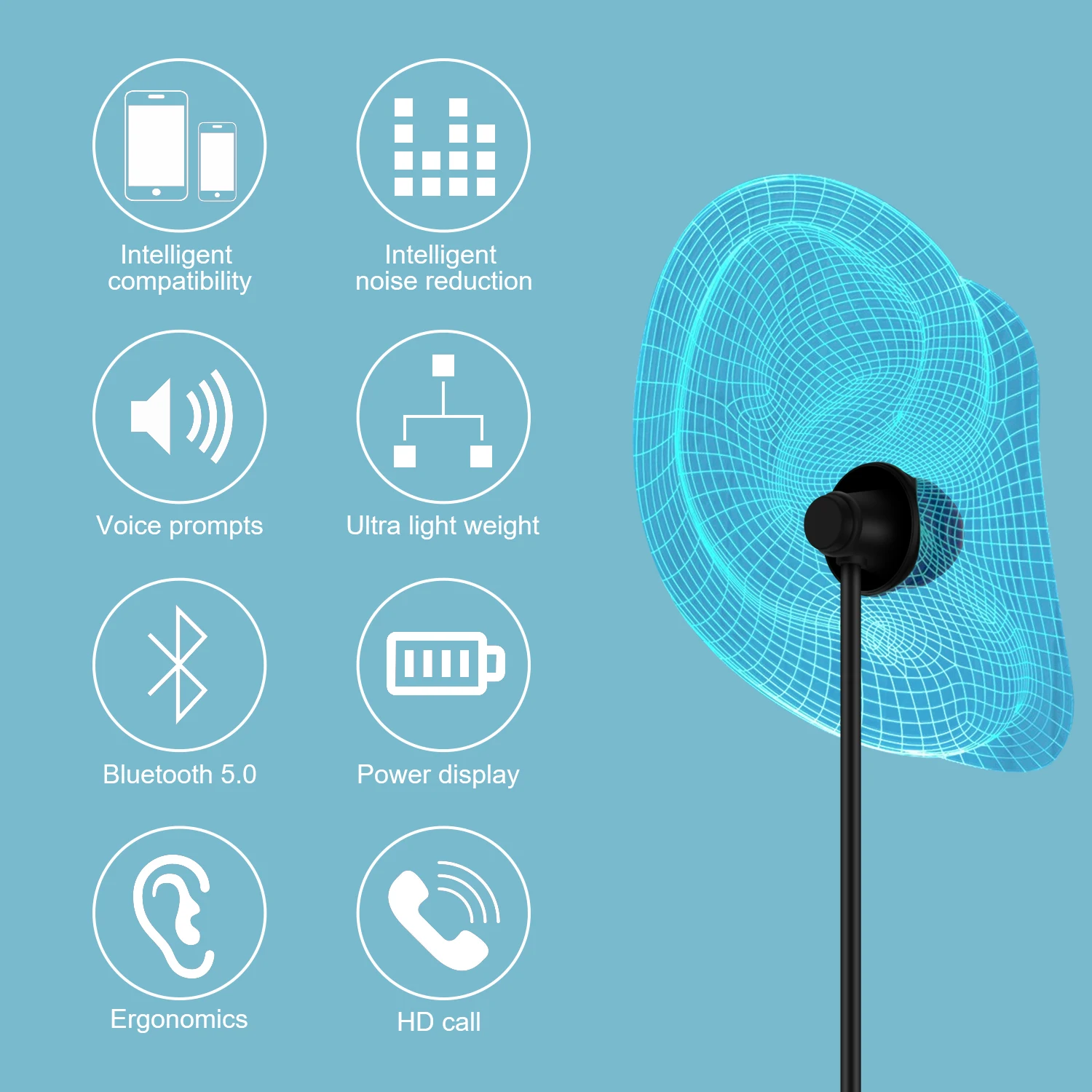 Bluetooth наушники HIFI 5,0 Bluetooth наушники спортивные наушники с микрофоном спортивные наушники для xiaomi huawei iPhone Спящая гарнитура