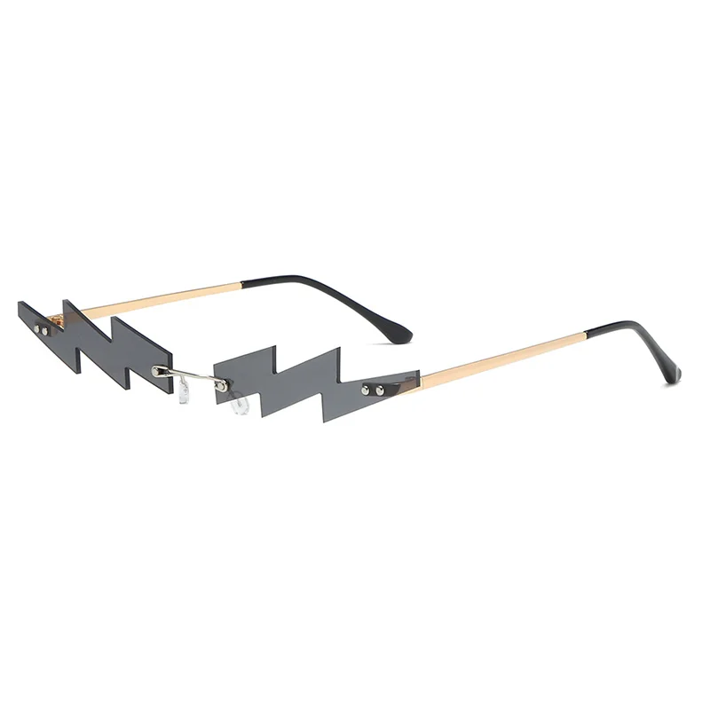 

New Personality Hipster Rimless Sunglasses Men's and Women's Hip Hop Street Snap Sunglasses Ultra-Light Lightning Colorful