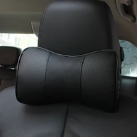 2pcs car neck pillow genuine leather pillows cushion seat head rest neck protection resting pillow for audi kia most cars