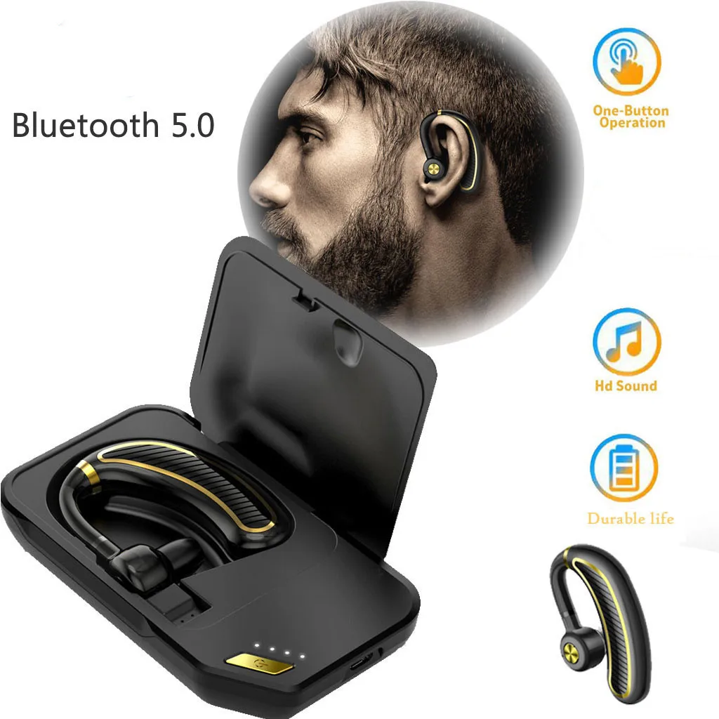 Ouhaobin Bluetooth гарнитура V5.0 хэндс фри с микрофоном беспроводные наушники для