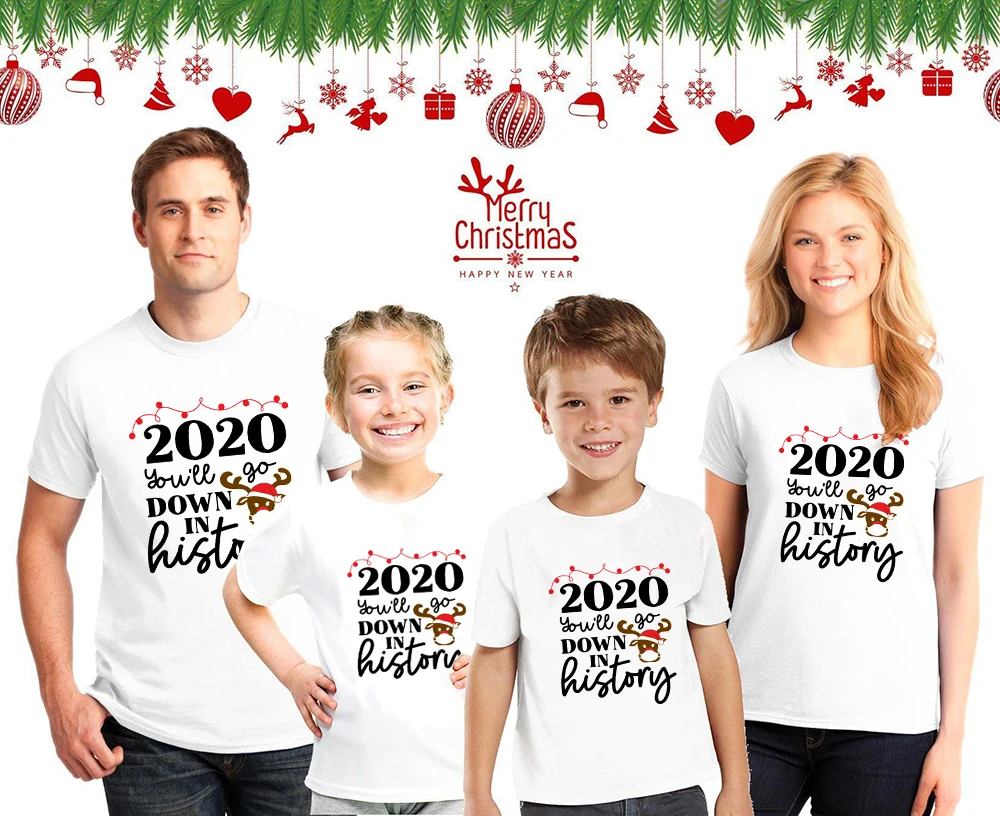 

1 предмет, Одинаковая одежда с рождественским оленем для всей семьи, 2020 год футболка для папы, мамы и ребенка модные вечерние футболки с рожд...