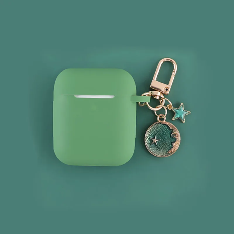 Силиконовый чехол для Apple Airpods, беспроводной Чехол для наушников с Bluetooth, защитный чехол для наушников, кольцо для ключей с космической звездой