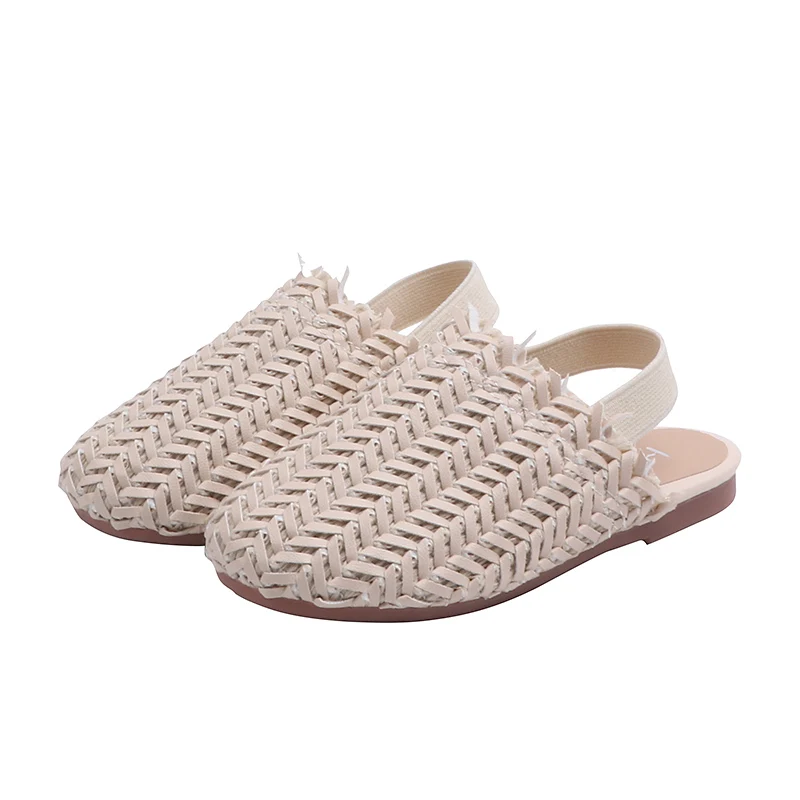 

Летние сандалии для девочек; обувь для детей; сандалии из ротанга; Повседневные тапочки на плоской подошве для девочек; модная пляжная обувь...