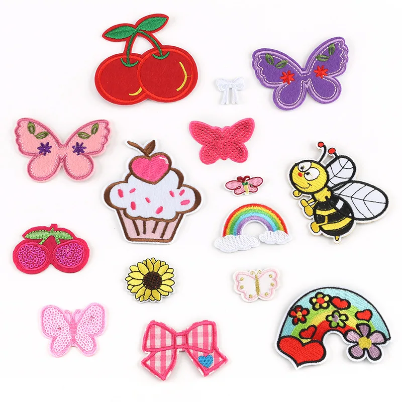 Новинка милая Радужная Бабочка-вишня яблоко с несколькими узорами вышивка