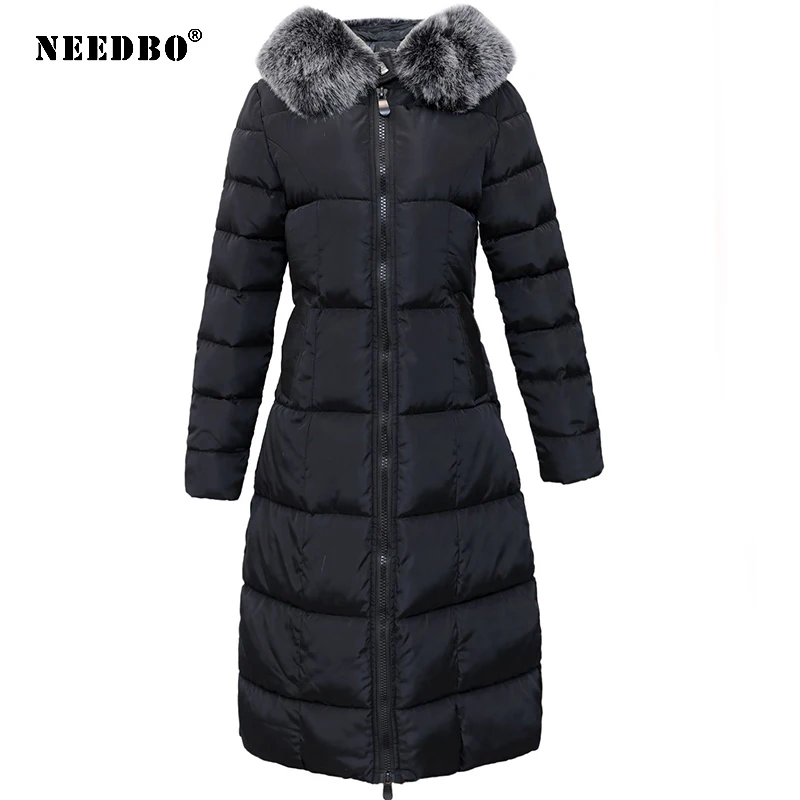 NEEDBO Winter Jacket Women Coat Long Parka fur Hooded Parka Winter Coat Women Oversized Puffer Jacket Casaco Warm Womens Jacket