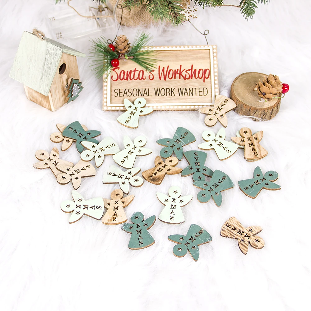 24 шт рождественские деревянные декорации креативные Подвески Снежинка/Угловые