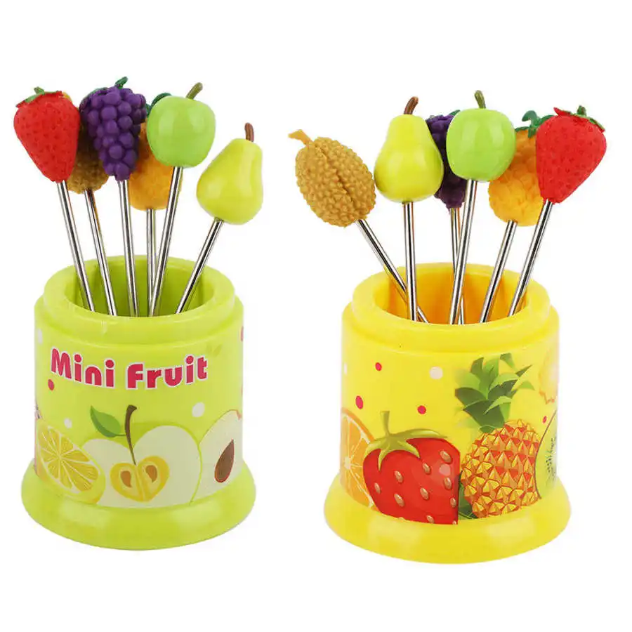 6 шт. милые вилки для фруктов из нержавеющей стали десерт торта дома|Обеденные