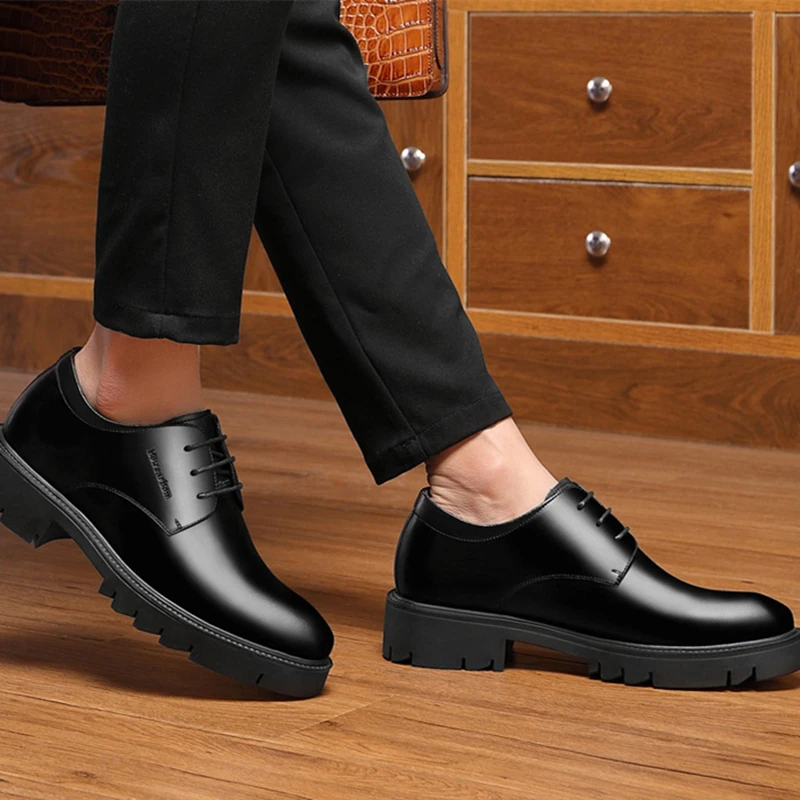 Туфли-оксфорды мужские из натуральной кожи формальная обувь увеличивающая рост