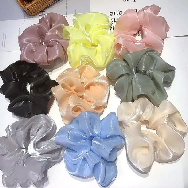 

New Satin Silk Scrunchies Oversized Elastic Hair Bands Bright Color Large Hair Ties Rope Solid Color Hair Accessories