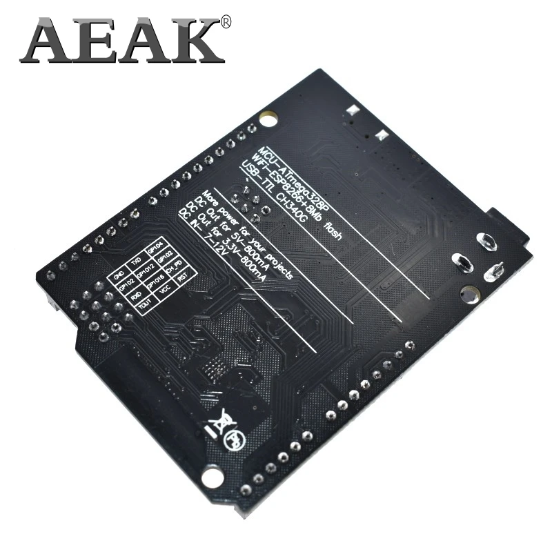 AEAK UNO R3+ WiFi ATmega328P+ ESP8266(32 Мб памяти) USB-TTL CH340G для Arduino Uno NodeMCU WeMos ESP8266 новое поступление