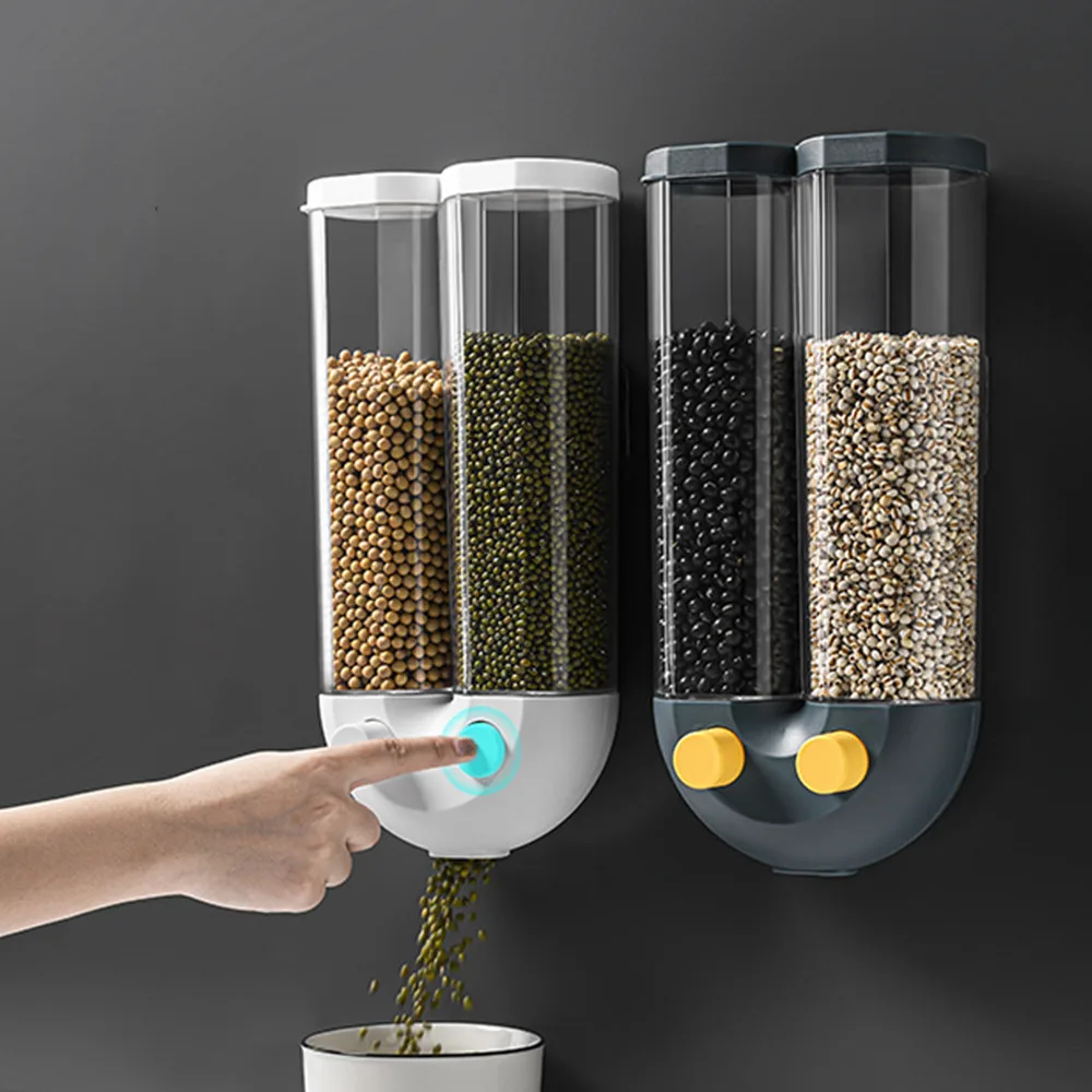 

Wall-Mounted Seperated Grain Cereal Can Rice Storage Box Classification Metering Rice Cylinder Automatic Rice Storage Container