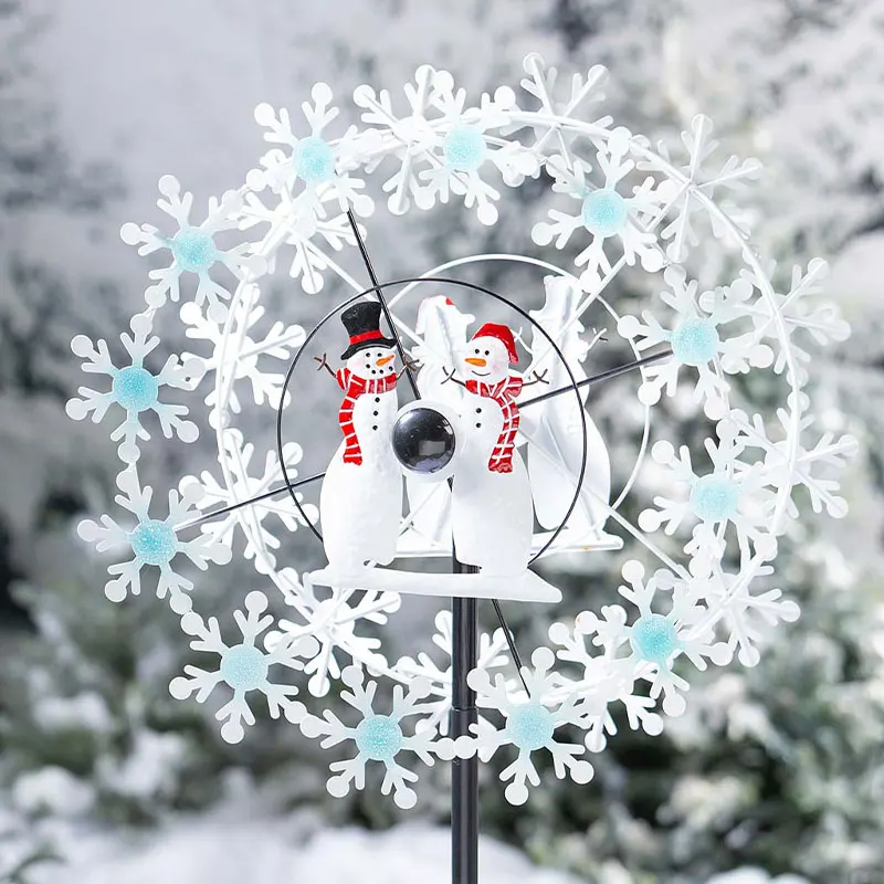 Spinner de viento de Metal con copos de nieve, mu&ntilde;eco de nieve, vacaciones de Navidad-1