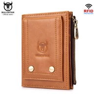 bullcaptain new small wallet genuine leather wallets coin purse quality short male money bag rifd hardware pull card walletes