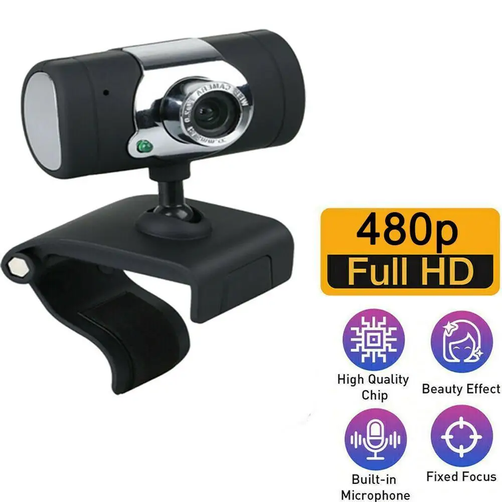 

High-definition pixel USB2.0 webcam with MIC clip for computer PC laptop, with desktop stand