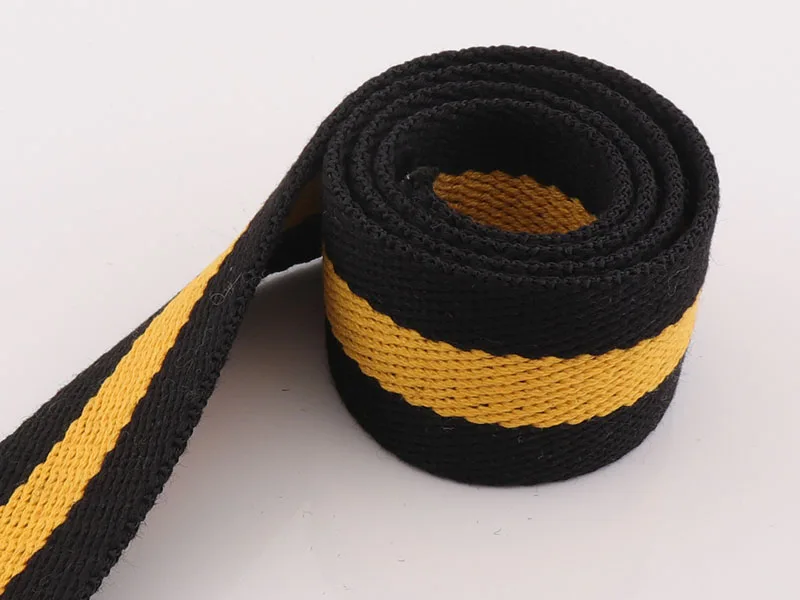 

38mm Black Striped Webbing ribbon Fashion Handbag Webbing Strap Cotton Backpack strap ribbon Tote luggage dog pet collar
